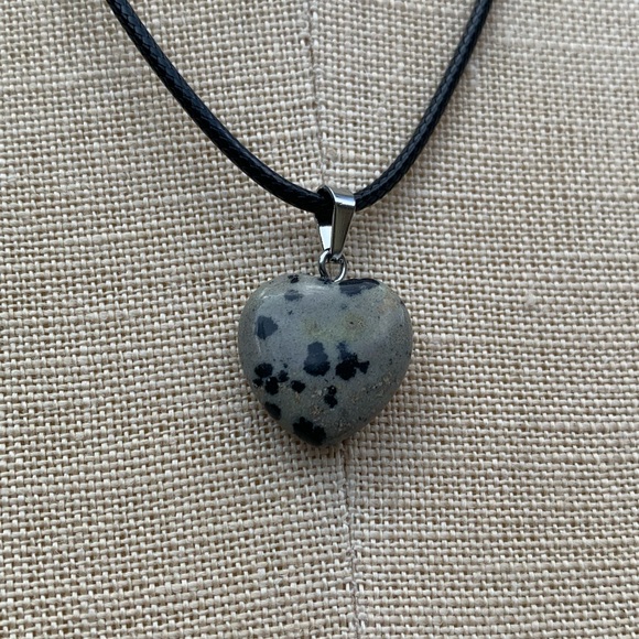 Handmade Genuine Speckled Heart Stone Amulet Necklace - Picture 2 of 10